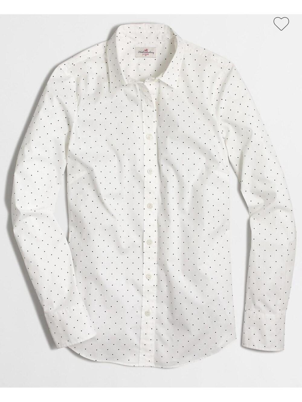 J.CREW Women’s Vintage Printed Stretch Classic Button-Down Shirt in White|Navy-S